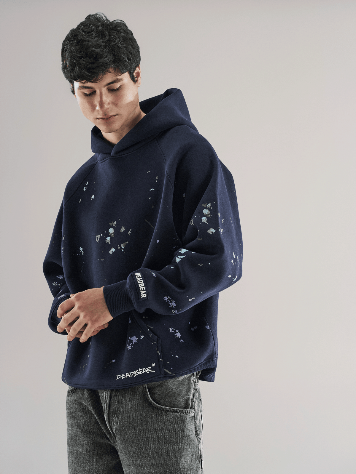 Grumpy Bear Hoodie Navy by DEADBEAR