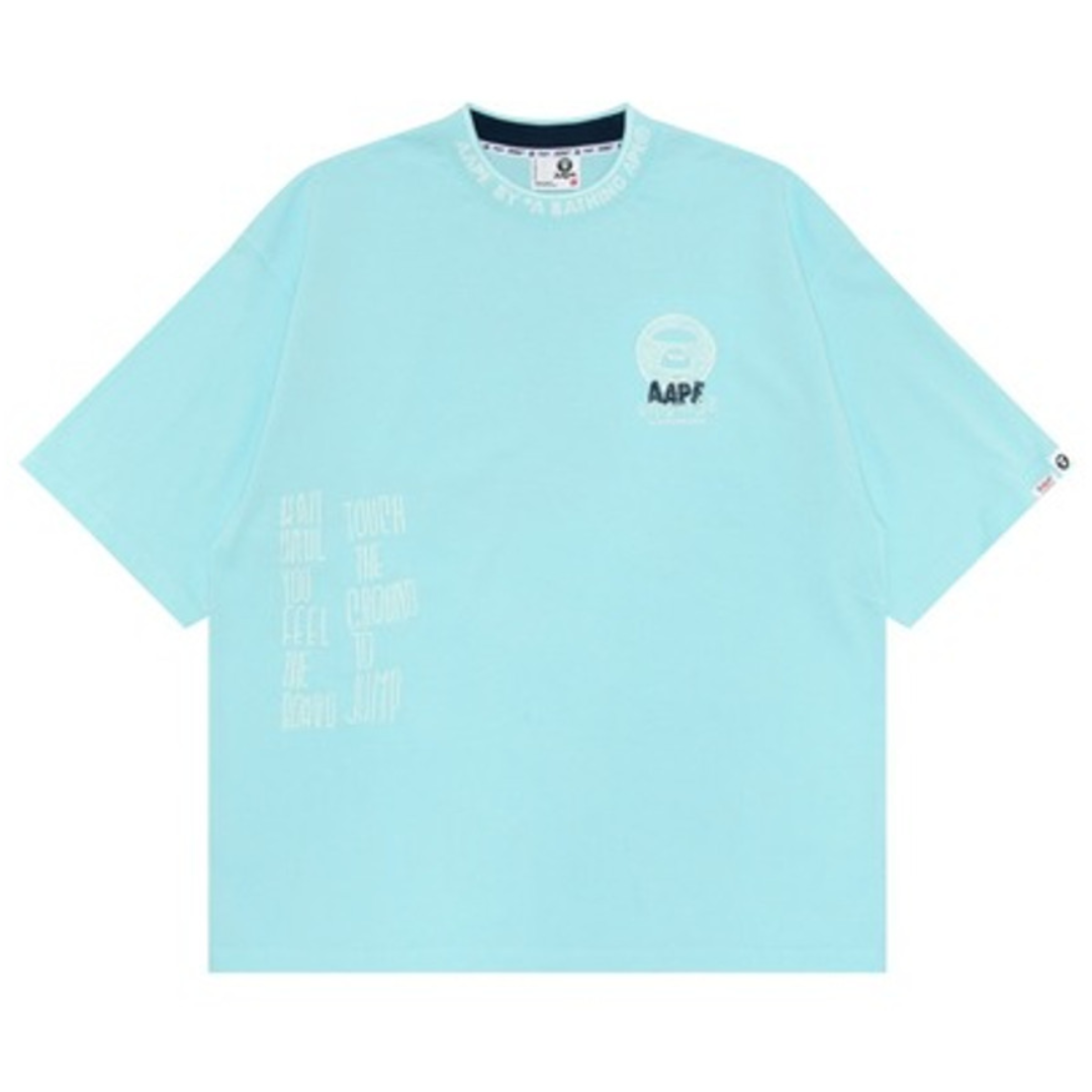 AAPE T-SHIRT WITH SLOGAN LOGO EMBROIDERY BLUE by BAPE
