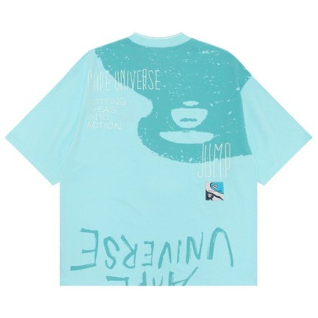 AAPE T-SHIRT WITH SLOGAN LOGO EMBROIDERY BLUE by BAPE