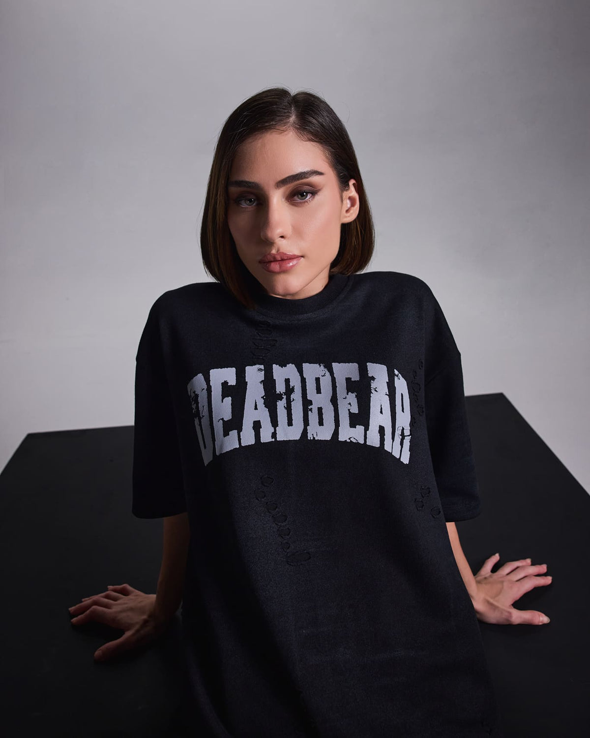 Distressed Washed Black Tee by DEADBEAR
