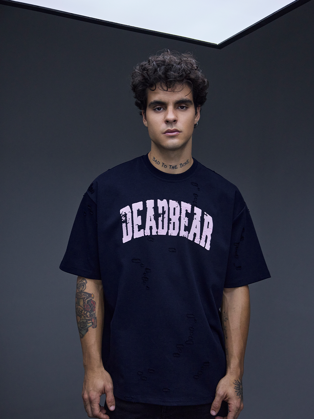Distressed Navy Tee by DEADBEAR