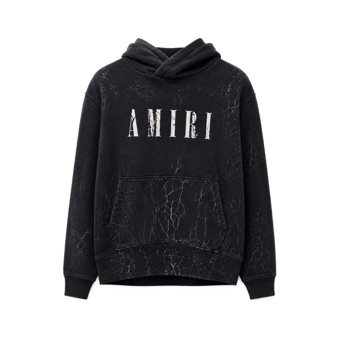 AMIRI A CRACKED DYE HOODIE BLACK by AMIRI Apparel