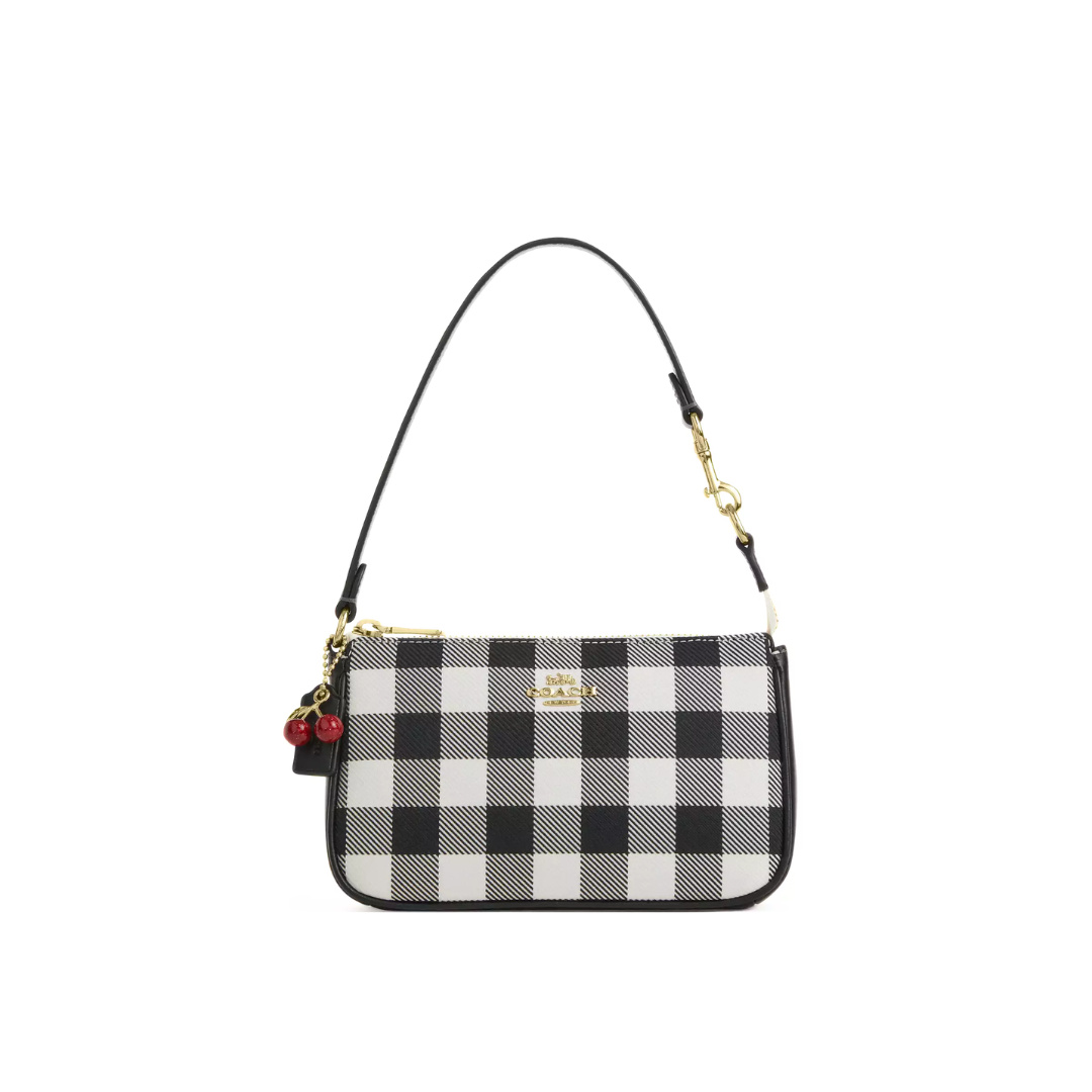 Coach Nolita 19 With Gingham Print And Charm smooth leather Gold Black Multi by COACH