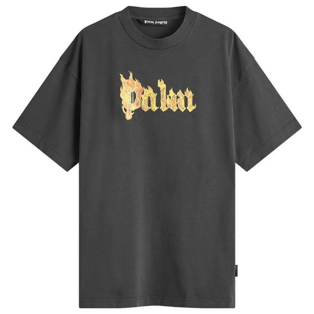 PALM ANGELS BURNING LOGO BLACK TEE BLACK by Palm Angels