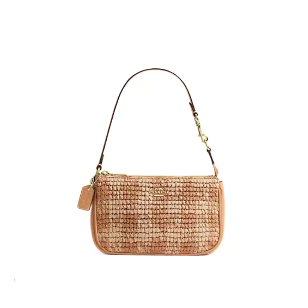 Coach Nolita 19 With Gingham Print straw Gold Tan by COACH