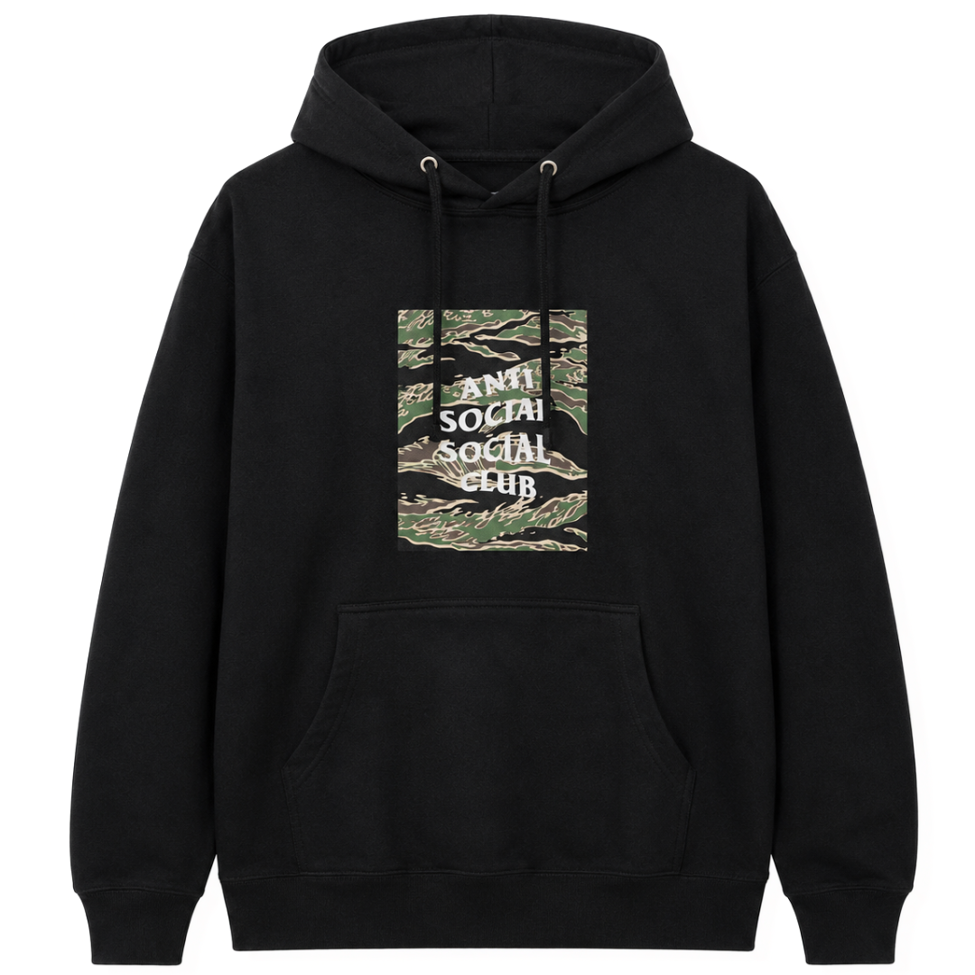 ANTI SOCIAL SOCIAL CLUB TIGER CAMO BLK BOX HOODIE BLACK by ASSC