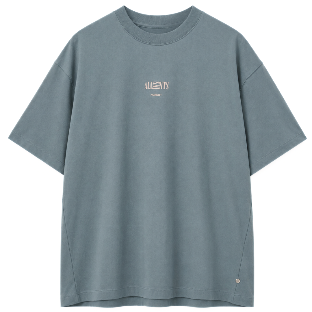 ALL SAINTS BURMAN SS OVERSIZED CREW TEE DUSTY BLUE by ALL SAINTS