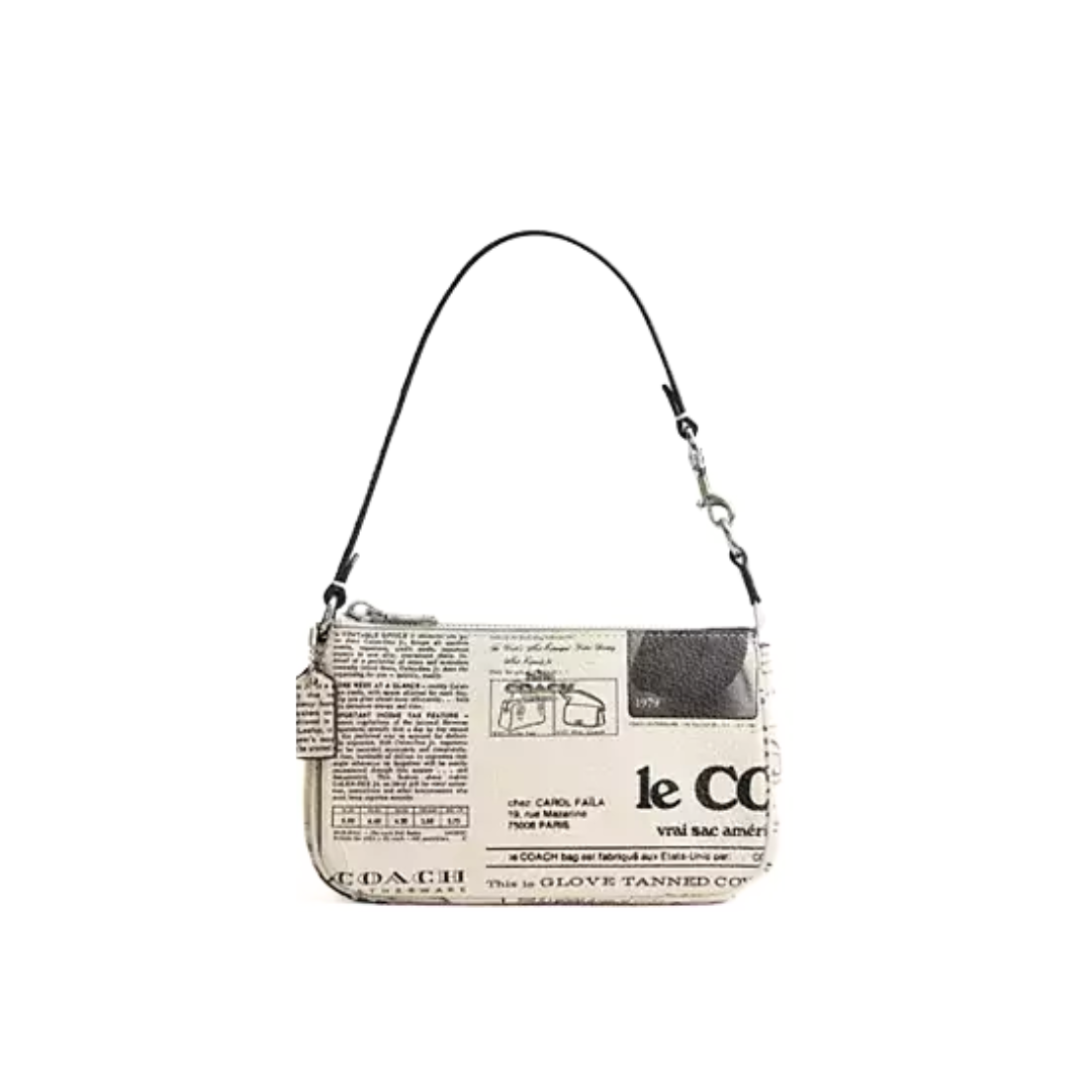 Coach Nolita 19 With Newspaper Print pebbled leather Silver Chalk Multi by COACH