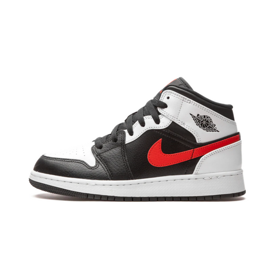 Jordan 1 Mid Black Chile Red White (GS) by Nike Air Jordan