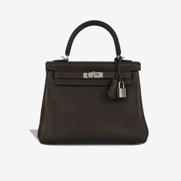 Hermès Kelly 25 – Ebene Barenia Leather with Palladium Hardware (2022)