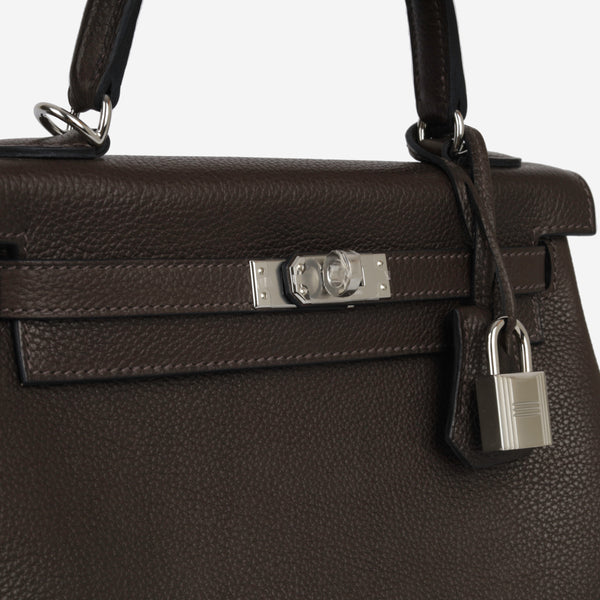 Hermès Kelly 25 – Ebene Barenia Leather with Palladium Hardware (2022)
