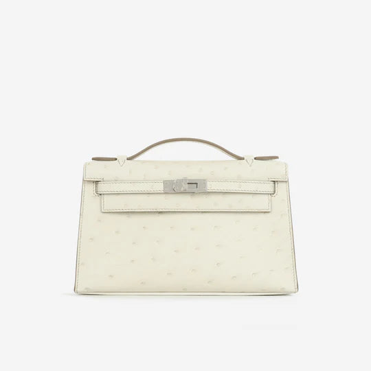 Hermès Kelly Pochette – Beton Ostrich with Palladium Hardware - Zeuskicks