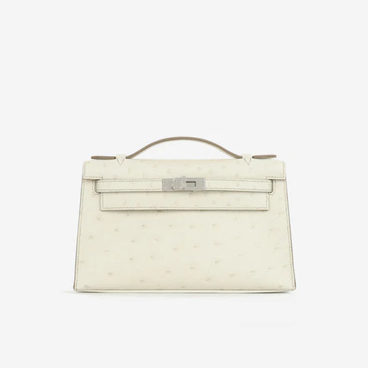 Hermès Kelly Pochette – Beton Ostrich with Palladium Hardware - Zeuskicks