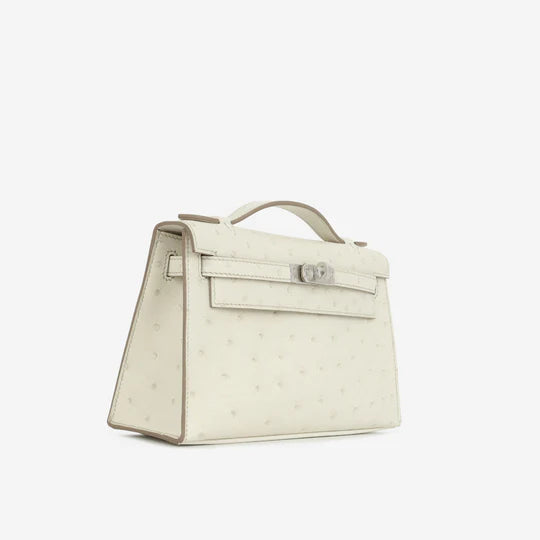 Hermès Kelly Pochette – Beton Ostrich with Palladium Hardware - Zeuskicks