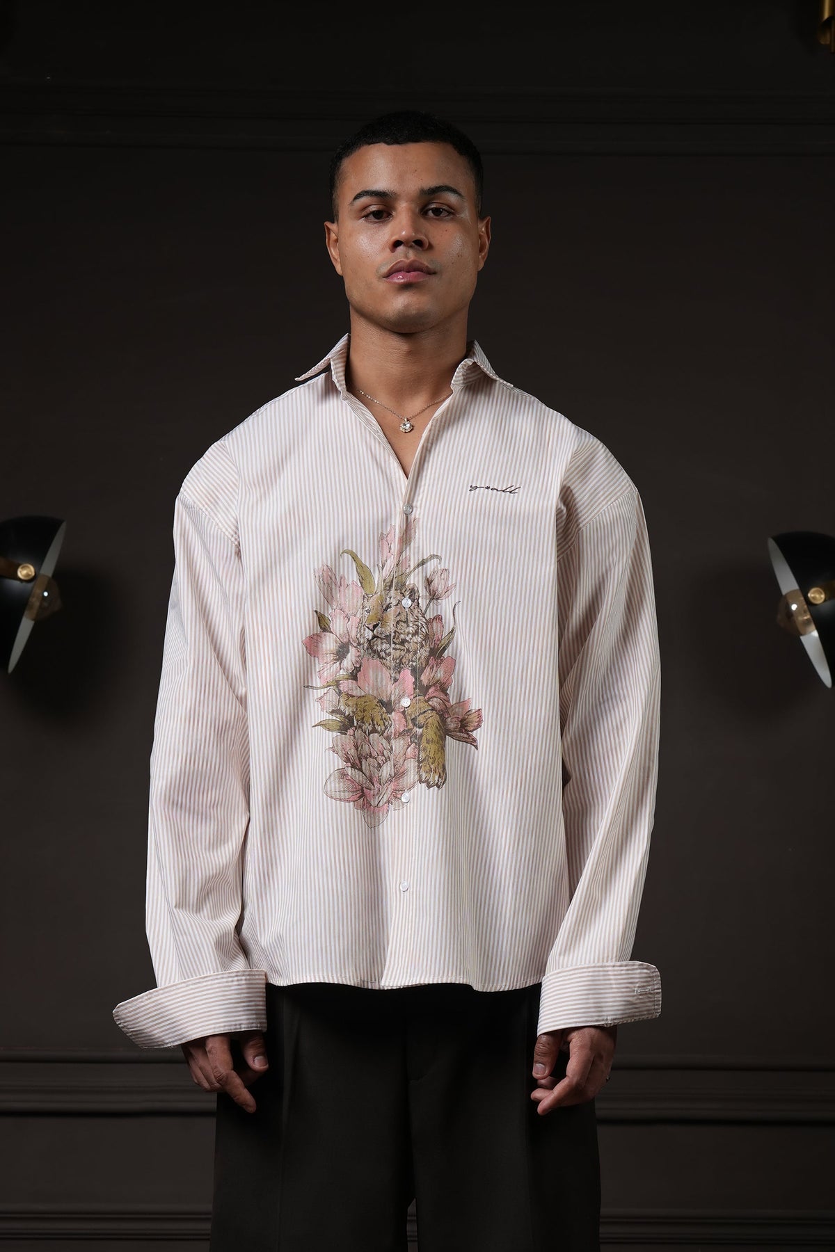 Rebel - Beige Pinstripe Shirt by Y*All