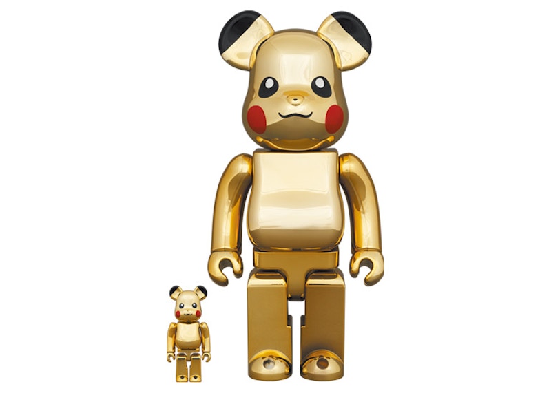 Bearbrick Pikachu 100% & 400% Set Gold Chrome Ver. by BEARBRICK