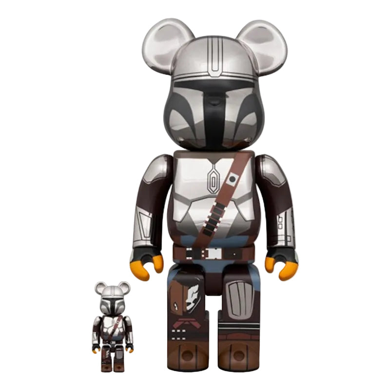 Bearbrick Star Wars The Mandalorian 100% & 400% Set Chrome by BEARBRICK