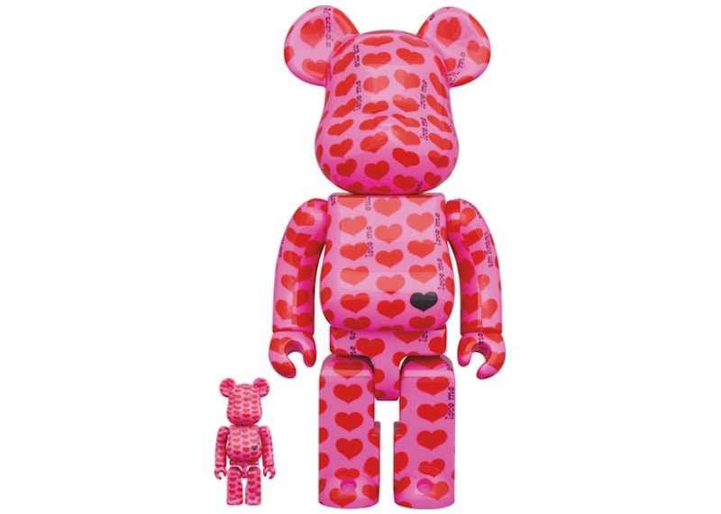 Bearbrick x Hide Pink Heart 100% & 400% Set by BEARBRICK