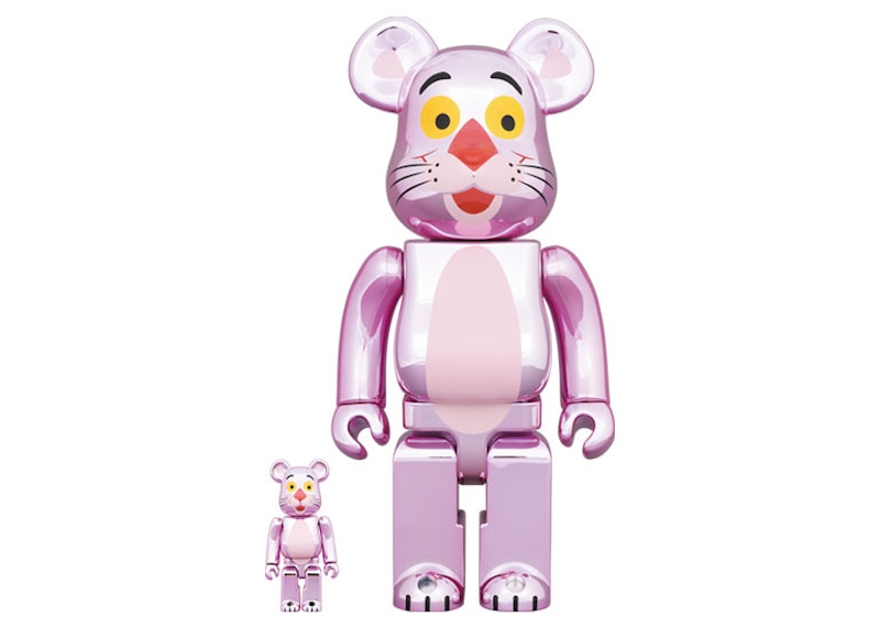 Bearbrick x Pink Panther 100% & 400% Set Chrome Ver. by BEARBRICK