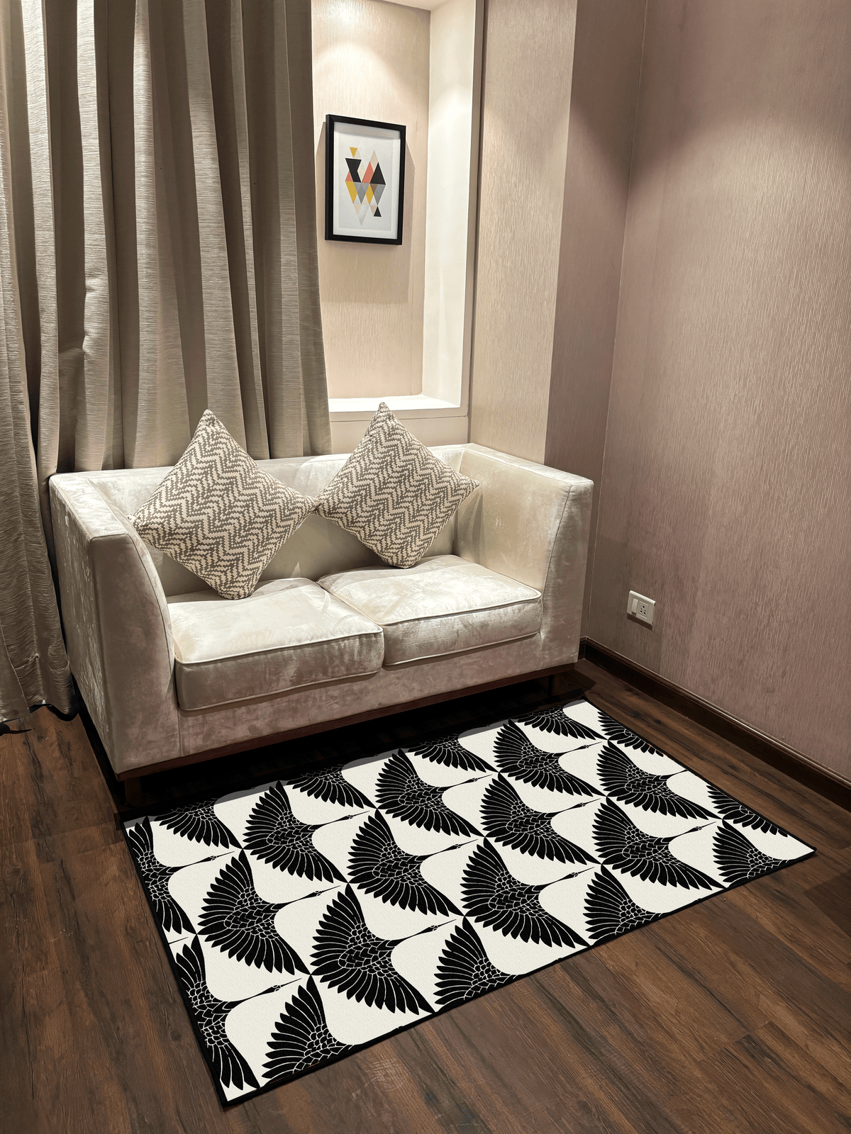 Bird monochromatic Printed Washable Rug by THE DRIP CO. RUGS