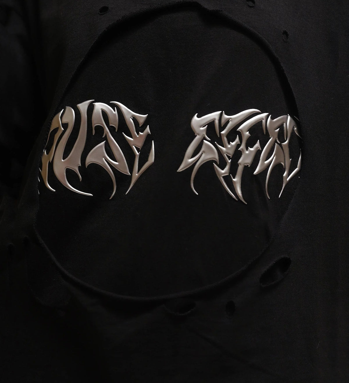 'Blackout' Distressed Metal Embroidered T-shirt by Cause & Effect