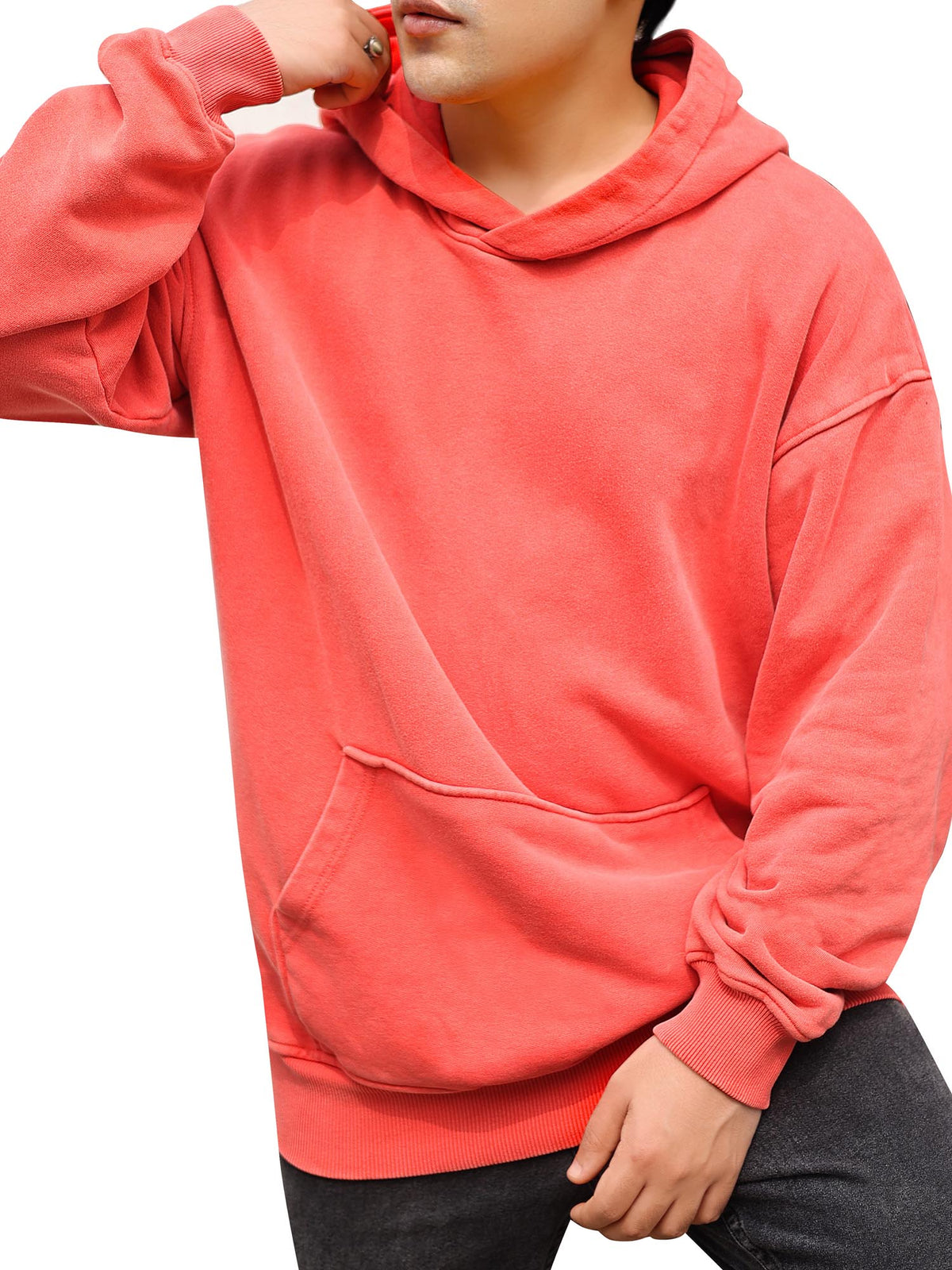 OVERDYED HEAVY WEIGHT HOODIE (BRIGHT SCARLET) by GREY AREA