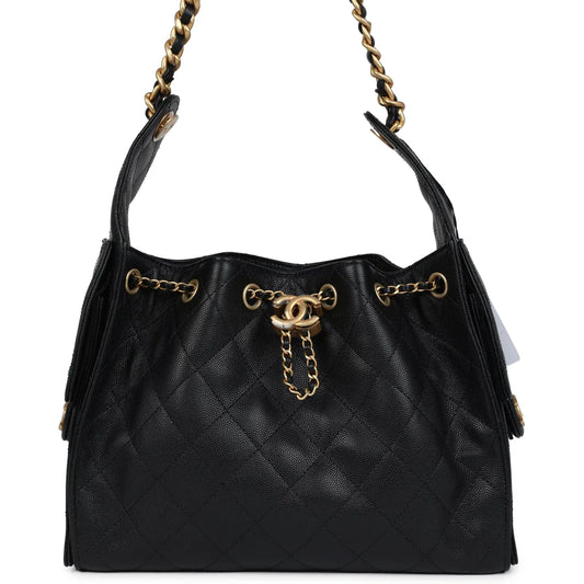 Chanel Small 25 Hobo Bag – Black Caviar Leather (Antique Gold Hardware) - Zeuskicks