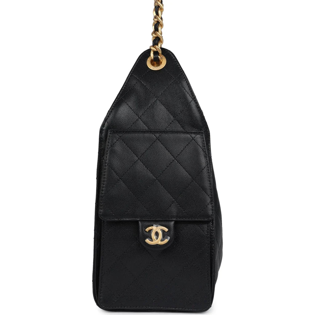 Chanel Small 25 Hobo Bag – Black Caviar Leather (Antique Gold Hardware) - Zeuskicks