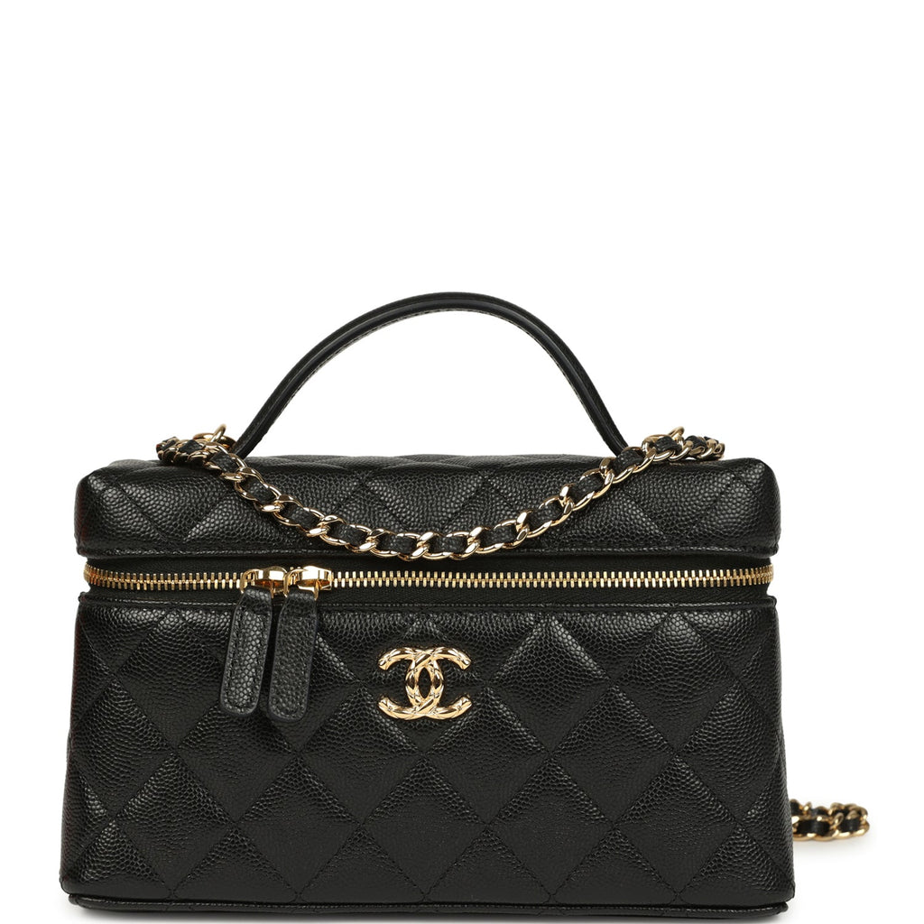 Chanel Top Handle Long Vanity Case with Chain – Black