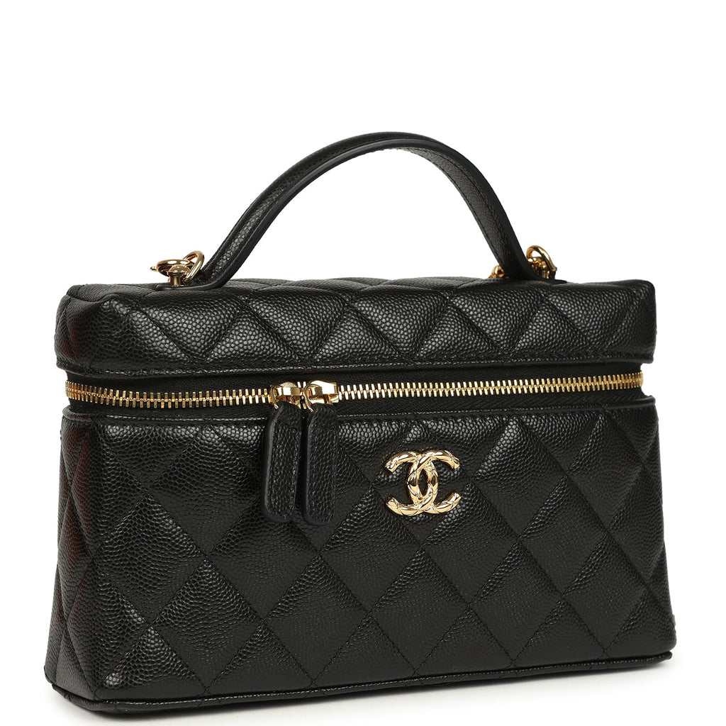 Chanel Top Handle Long Vanity Case with Chain – Black