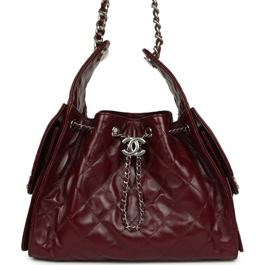 Chanel Small 25 Hobo Bag – Dark Burgundy Aged Crumpled Calfskin - Zeuskicks