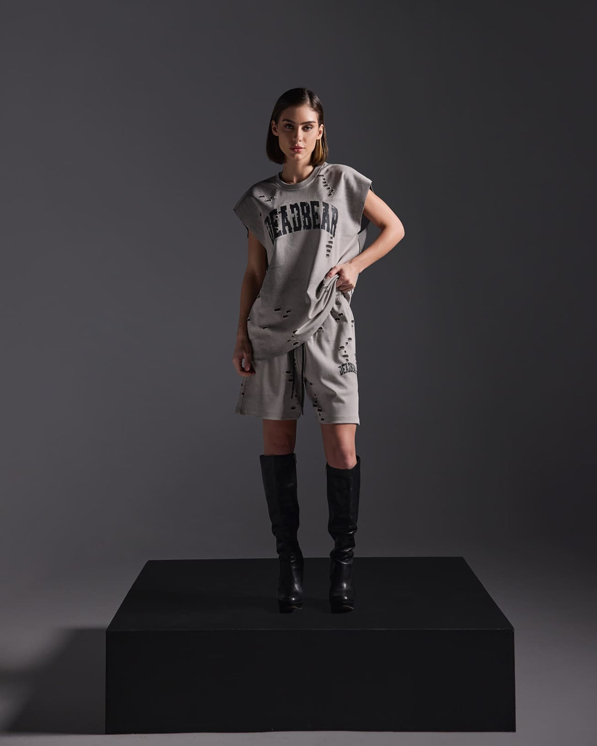 Distressed Washed Grey Tank by DEADBEAR