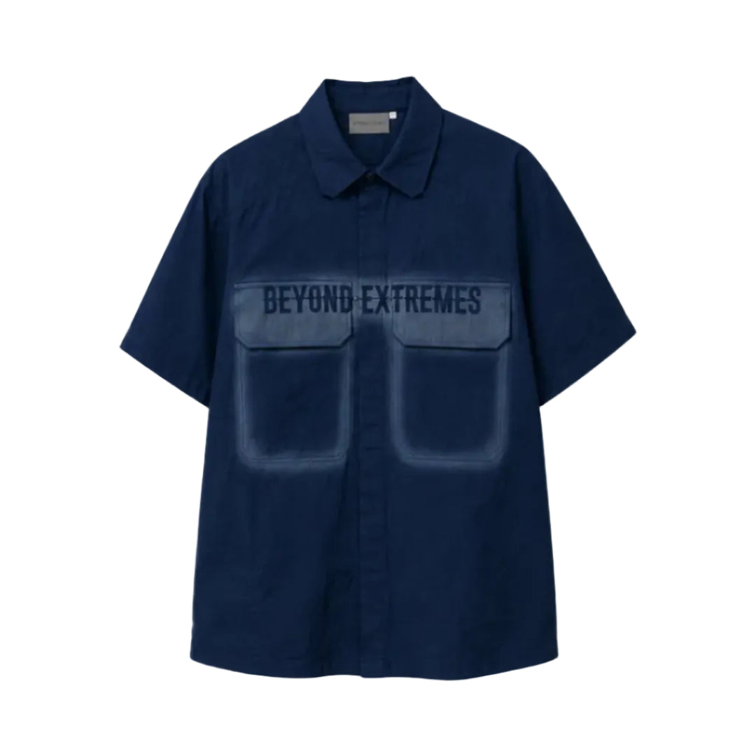 Stencil Farmland Shirt in Navy [Unisex] by Beyond Extremes