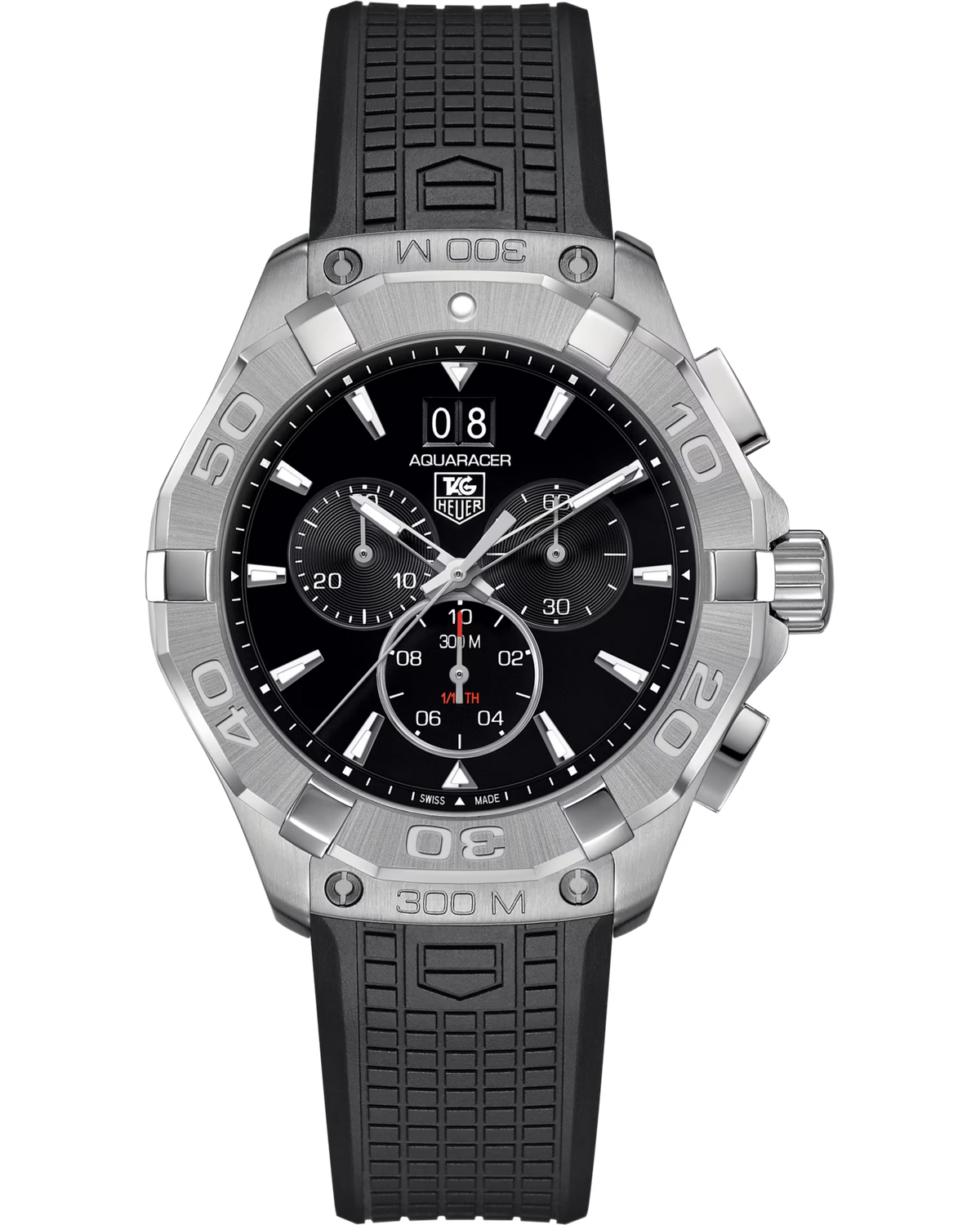 TAG Heuer Aquaracer Chronograph 43mm Black Rubber - front view