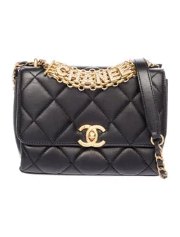 Chanel Mini Signature Chain Flap Bag – Black