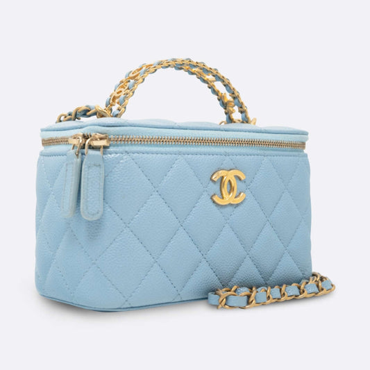 Chanel Vanity Mini Bag — Blue Caviar with Brushed Gold Hardware - Zeuskicks