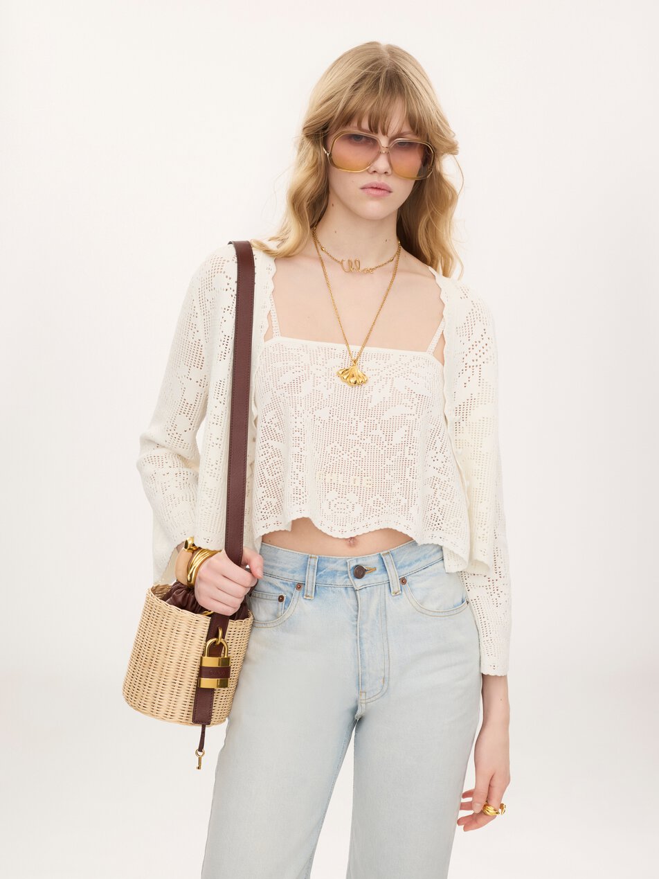 CHLOE Small Paddington bucket bag in wicker Crafty Brown by CHLOE