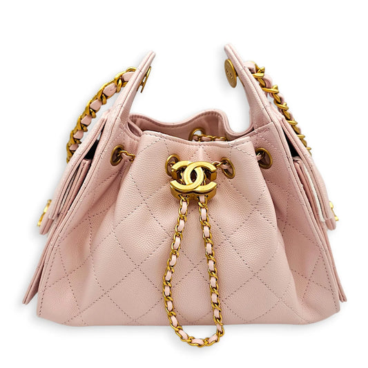 Chanel Mini 25 Handbag – Quilted Caviar Leather in Light Pink with Gold Hardware - Zeuskicks