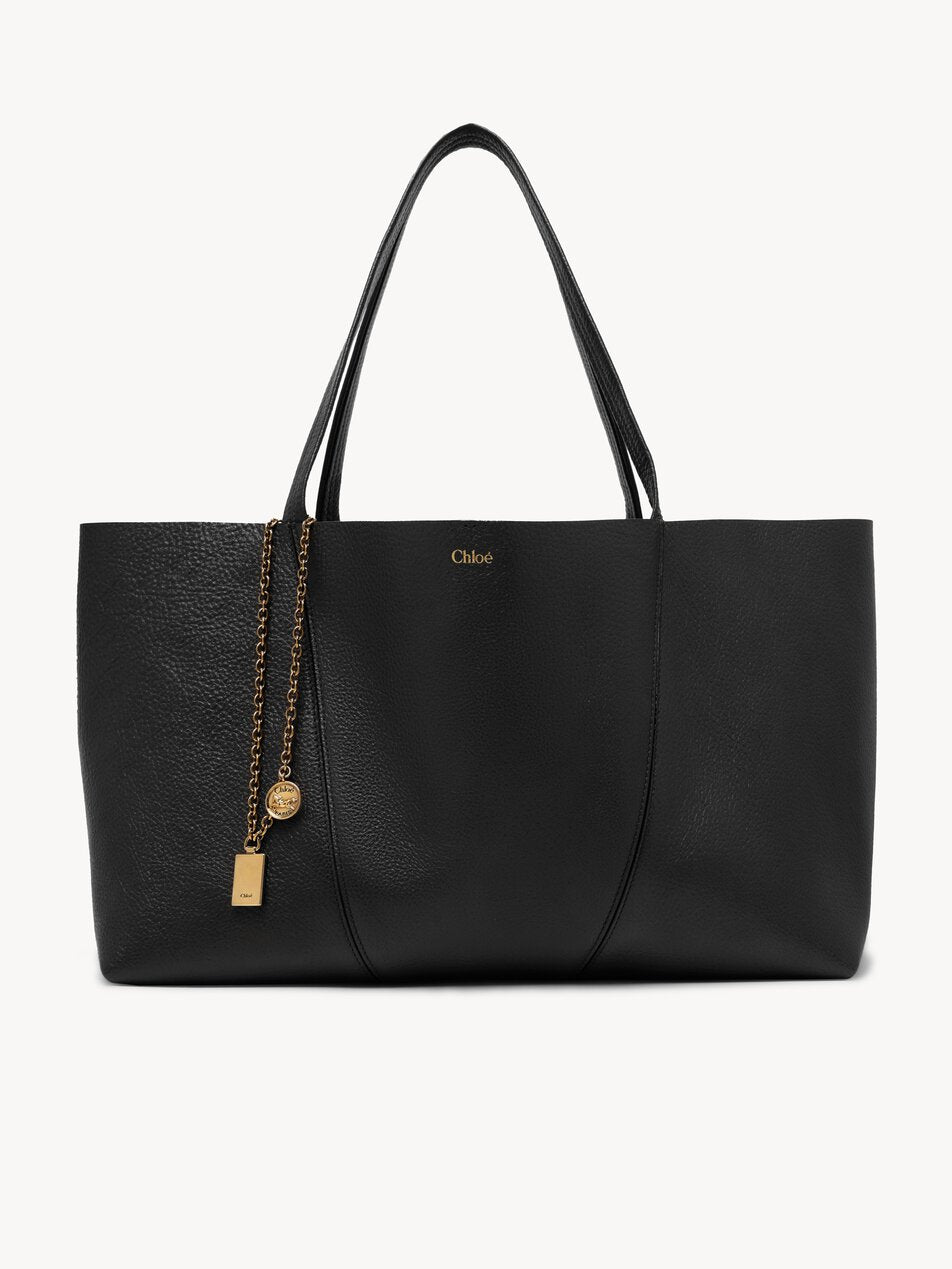 CHLOE Spin east-west tote bag in grained leather Black by CHLOE