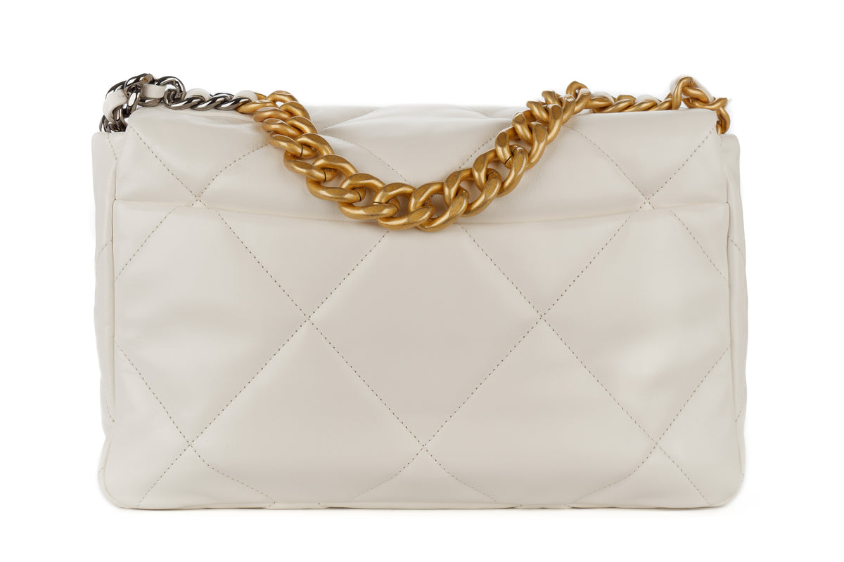 Chanel Large 19 Chain White Lambskin Gold Hardware - view 3