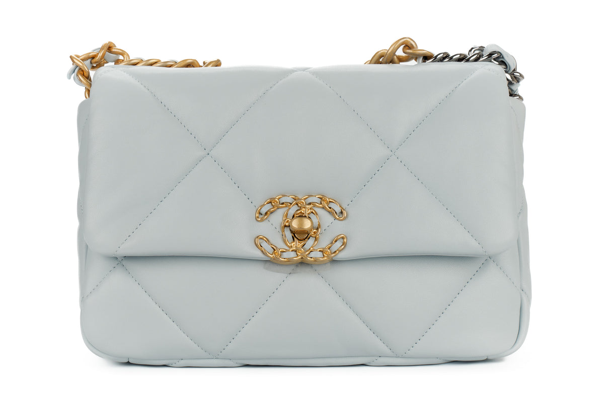 Chanel Medium 19 Baby Blue Goatskin Mixed Gold Hardware - view 1