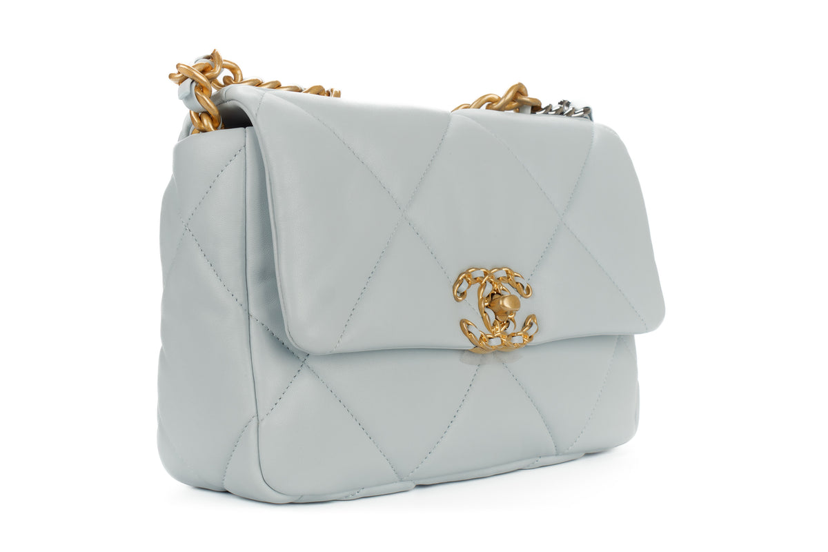Chanel Medium 19 Baby Blue Goatskin Mixed Gold Hardware - view 2
