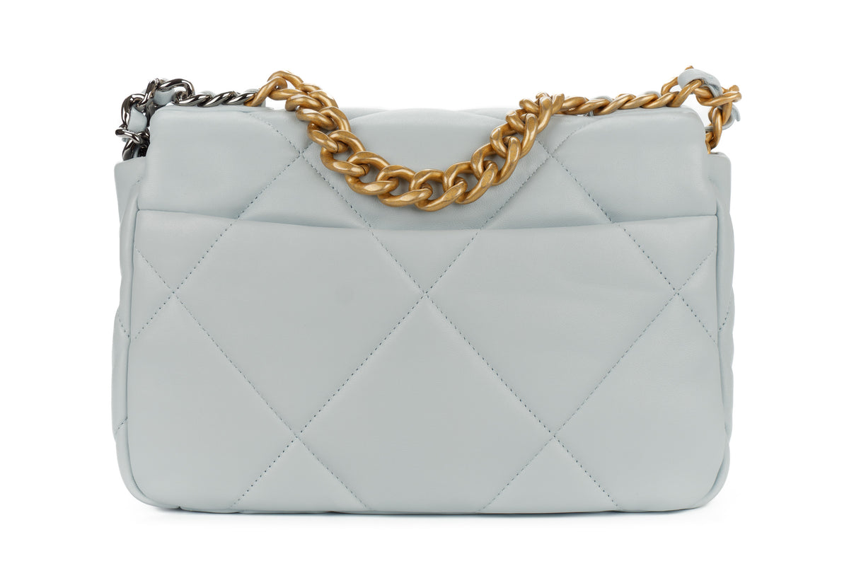 Chanel Medium 19 Baby Blue Goatskin Mixed Gold Hardware - view 3