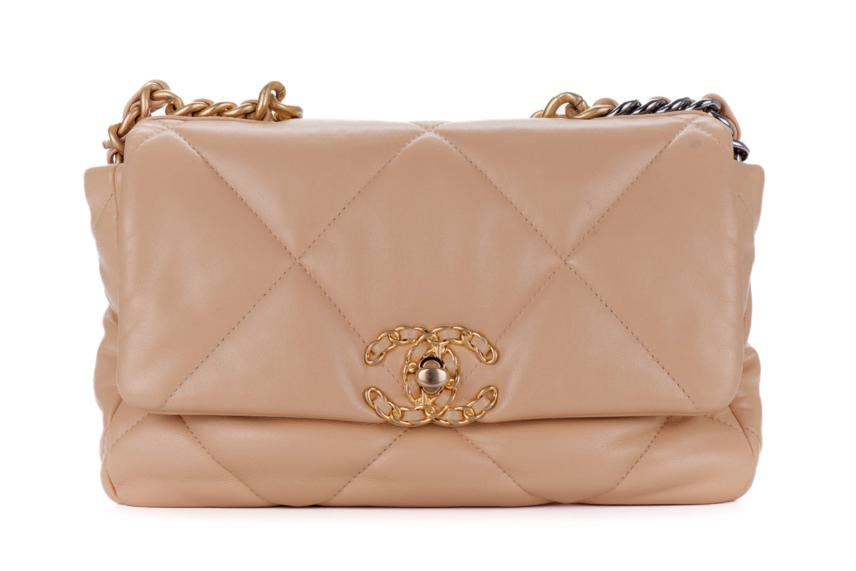 Chanel Medium 19 Beige Lambskin Two-Tone Hardware - view 1