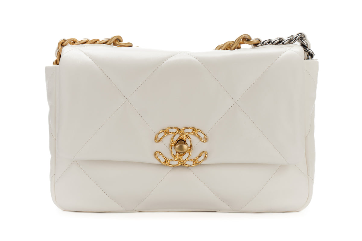Chanel Medium 19 White Goatskin Mixed Gold Hardware - view 1