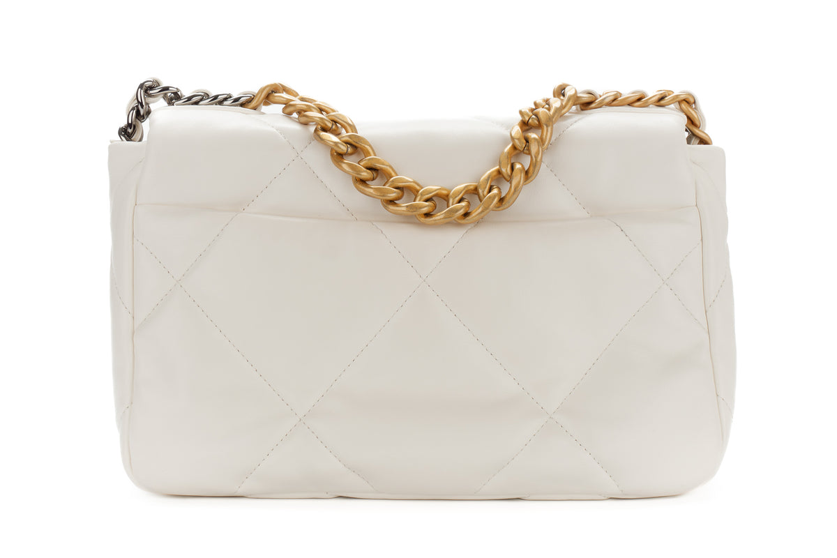 Chanel Medium 19 White Goatskin Mixed Gold Hardware - view 3