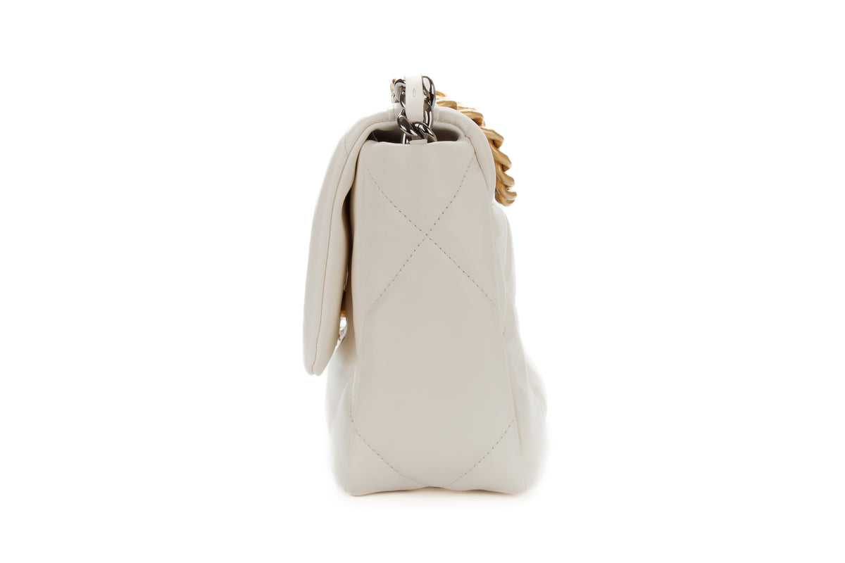 Chanel Medium 19 White Goatskin Mixed Gold Hardware - view 4