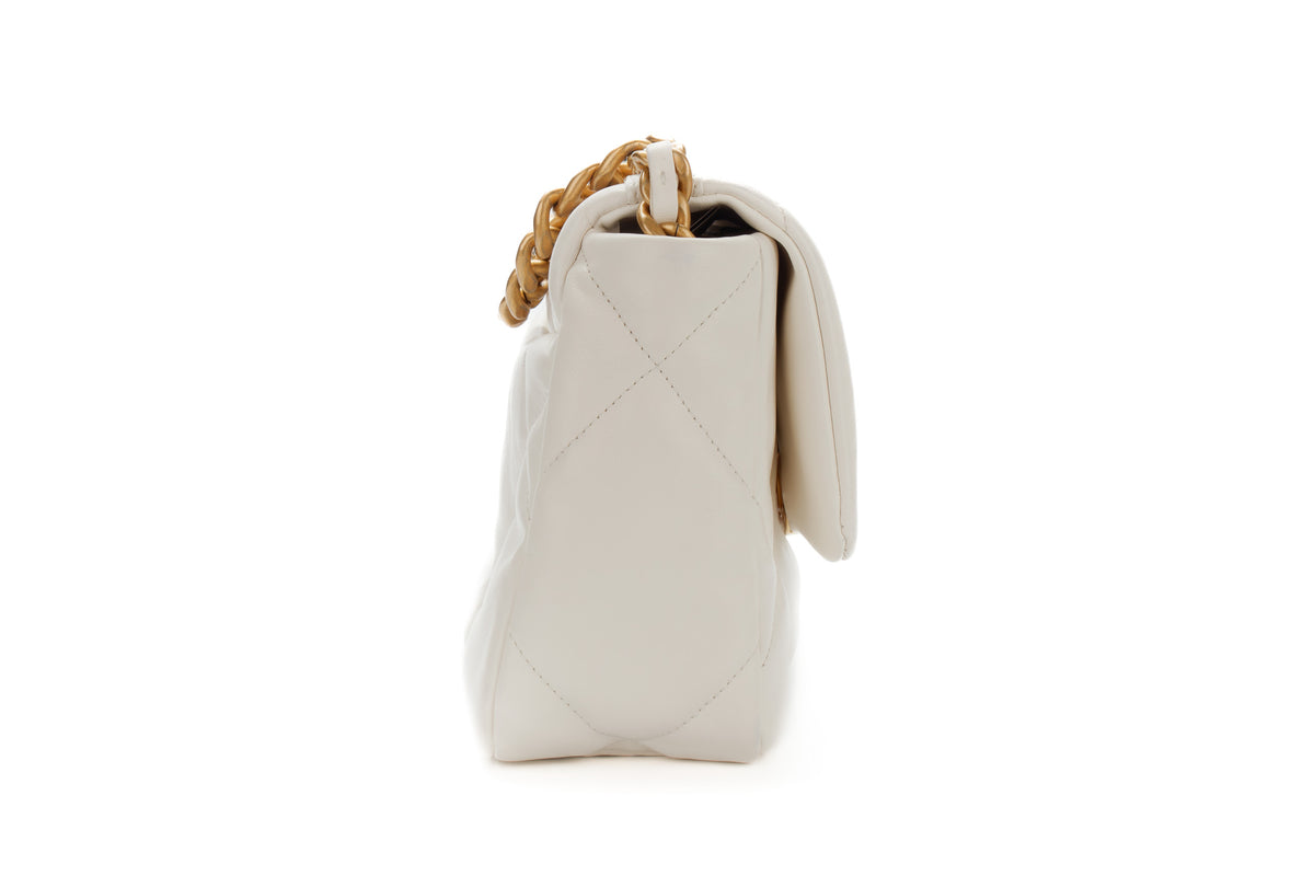 Chanel Medium 19 White Goatskin Mixed Gold Hardware - view 5