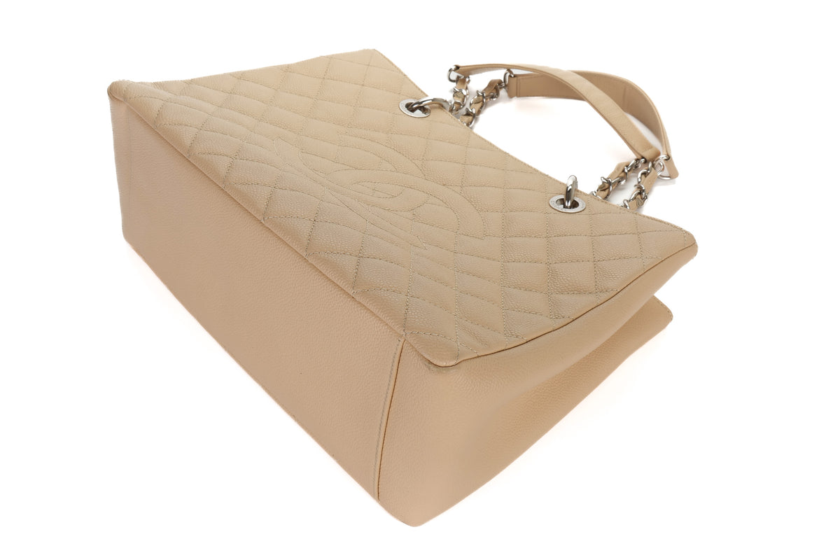 Chanel Tote Grand Shopping Beige Caviar Silver Hardware - view 10