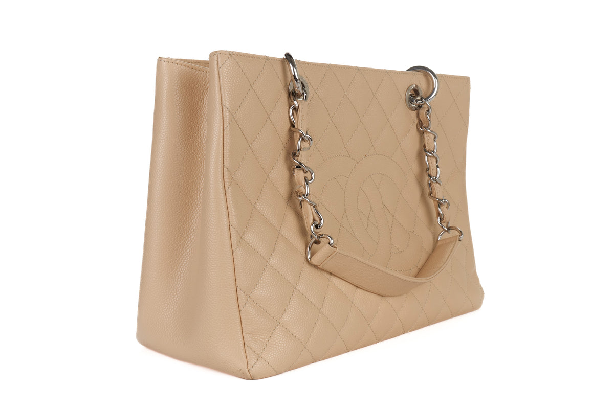 Chanel Tote Grand Shopping Beige Caviar Silver Hardware - view 2